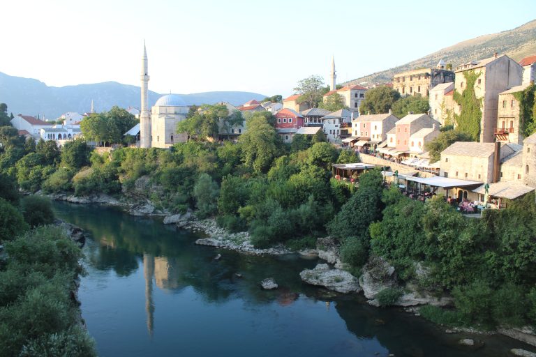 The view from the old bridge in Mostar, Bosnia and Herzegovina