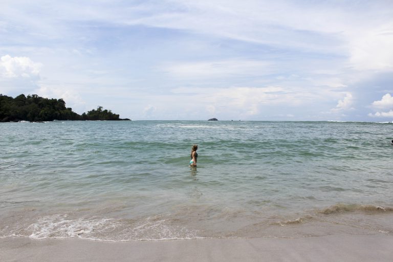 Nicola in the sea at the beach in Manuel Antonio National Park