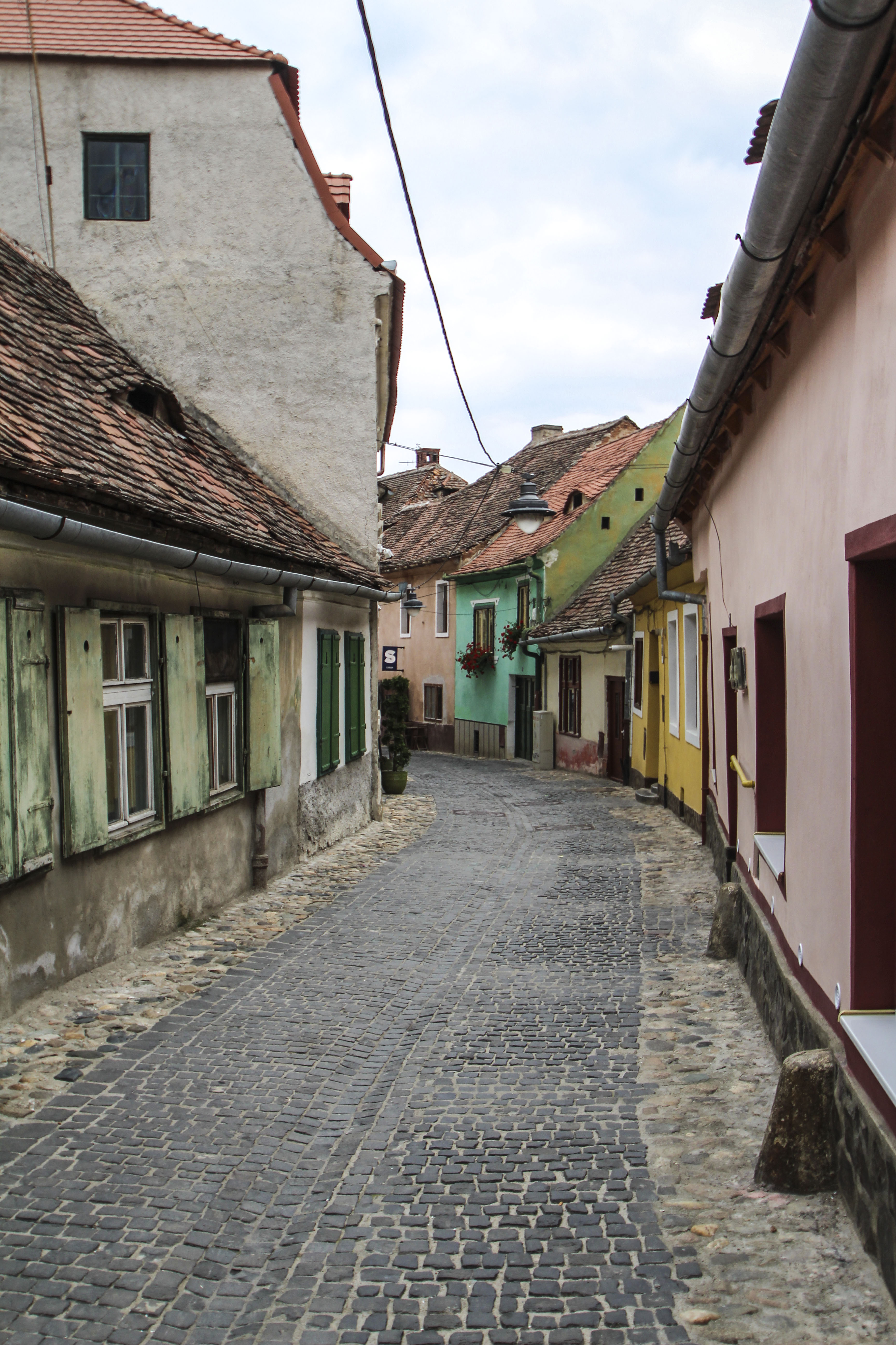 Cobbled street in Sibiu, Romania