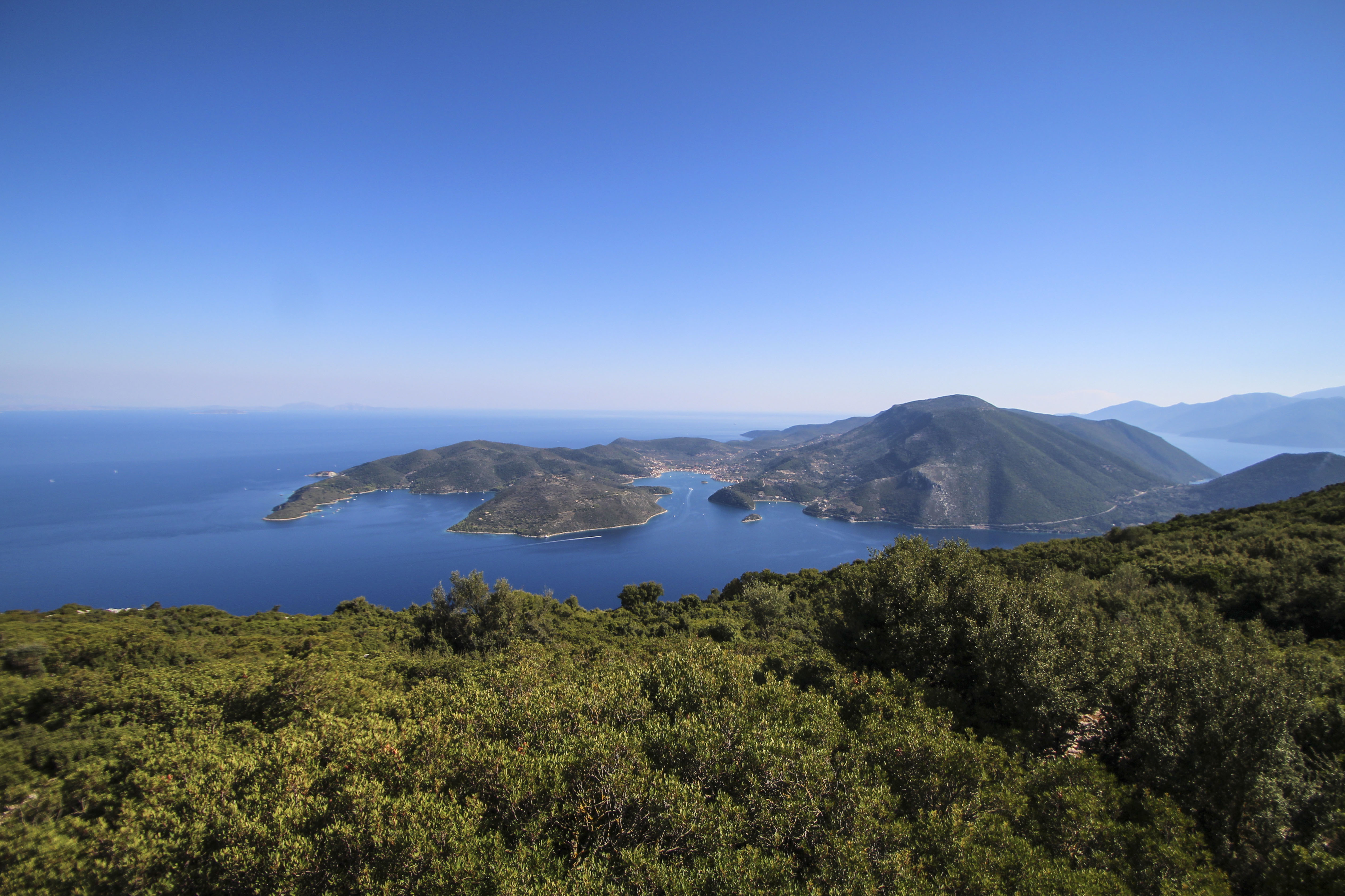 The view to Vathy Harbour, Ithaca, Greece