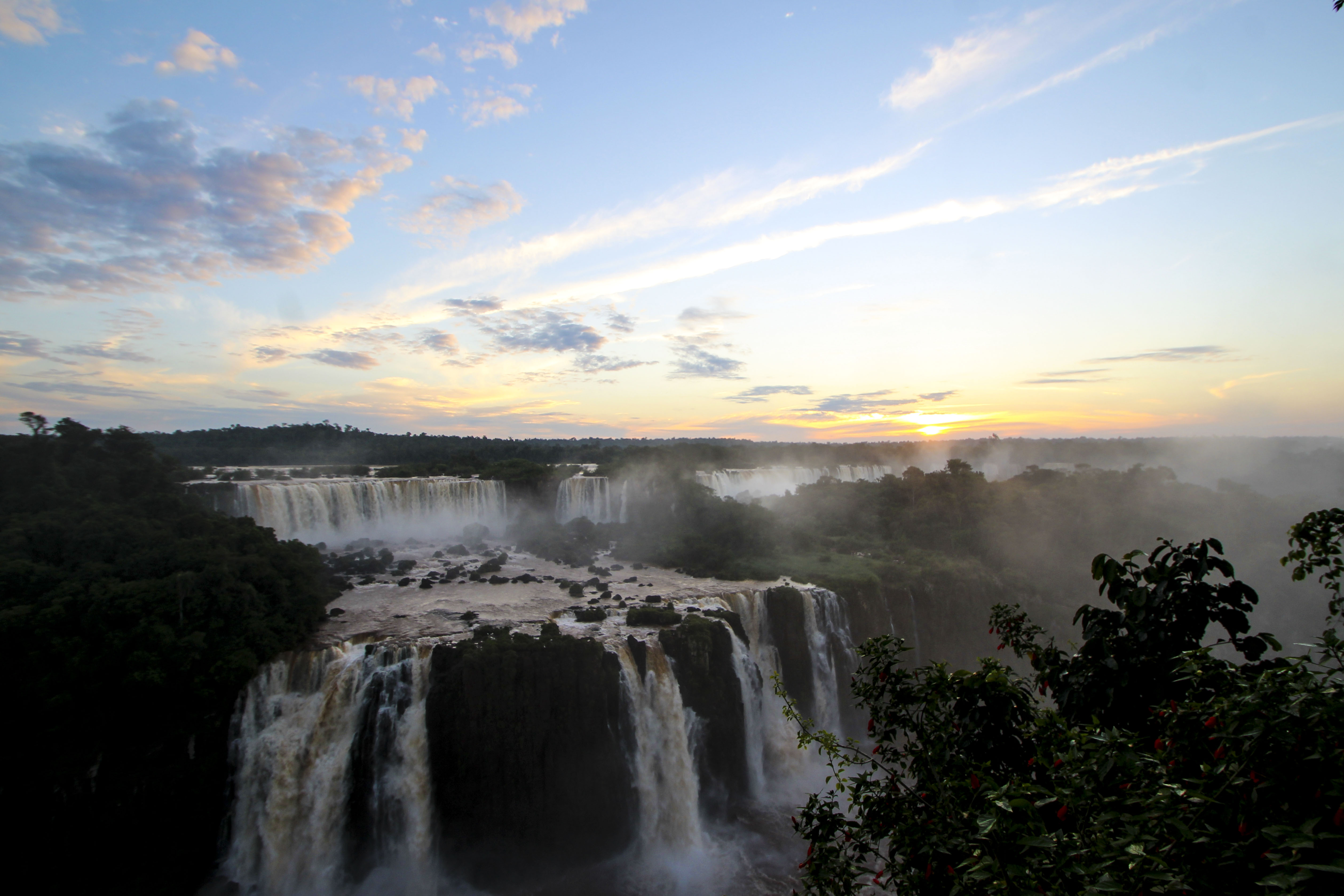 Sunset by the falls, Foz do Iguaçu, Brazil